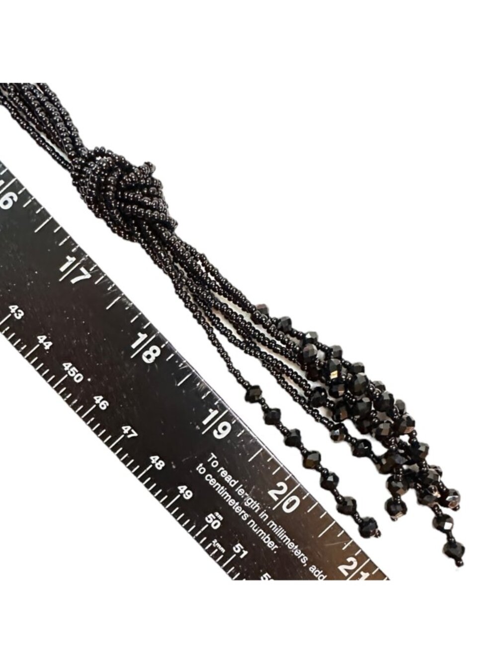 Vintage Handcrafted Jet Black Glass Bead Statement Necklace, Faceted Beads. Seed - Picture 3 of 9